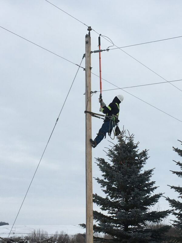 power line technician at work