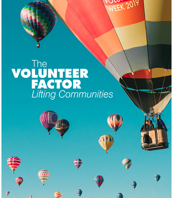 colorful hot air balloons on volunteer factor poster